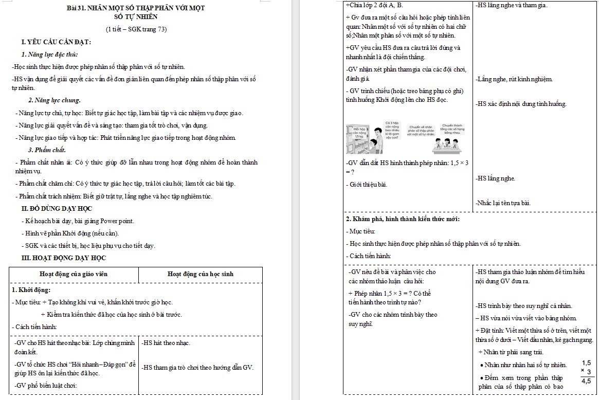 Giáo án Toán 5 Bài 31 file word