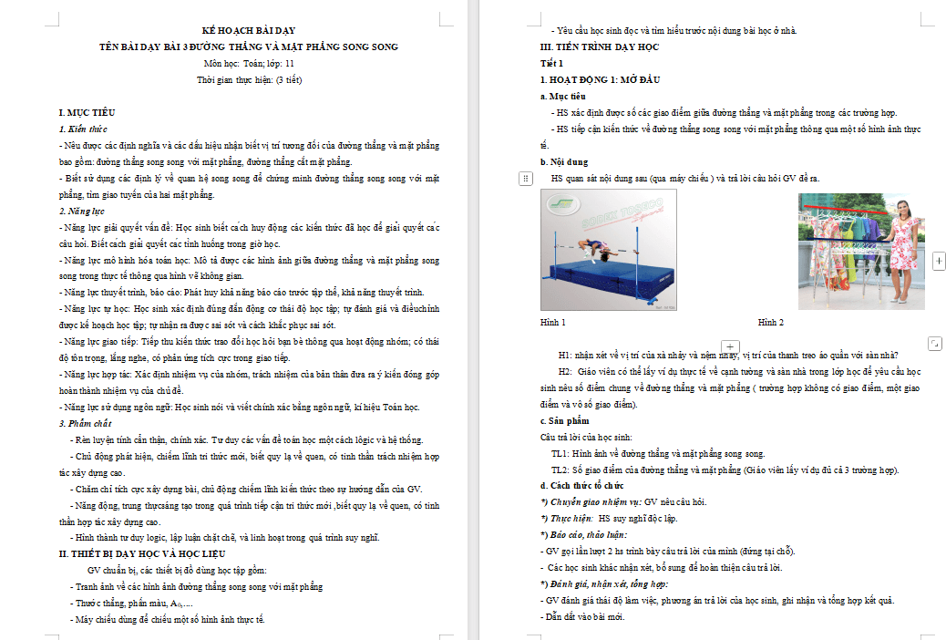 PowerPoint Toán 11 Bài 3: Đường thẳng và mặt phẳng song song