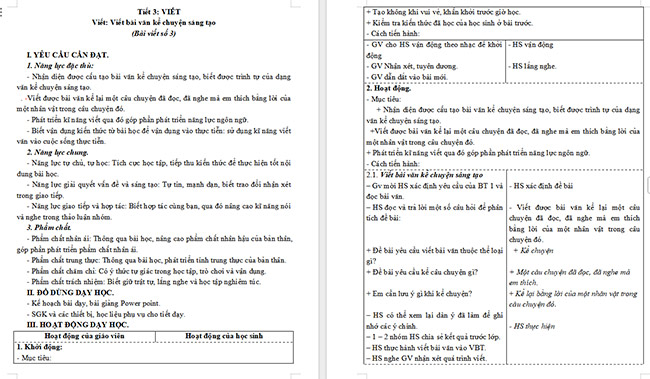 Giáo án Tiếng Việt 5 Viết bài văn kể chuyện sáng tạo (Bài viết số 3)