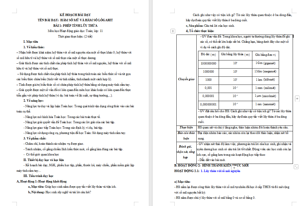 PowerPoint Toán 11 Bài 1: Phép tính lũy thừa