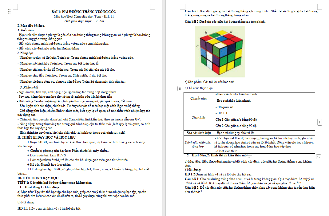 PowerPoint Toán 11 Bài 1: Hai đường thẳng vuông góc