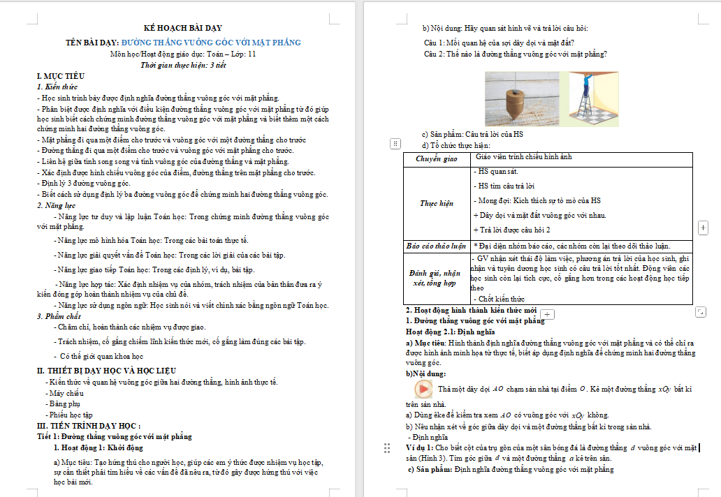 PowerPoint Toán 11 Bài 2: Đường thẳng vuông góc với mặt phẳng