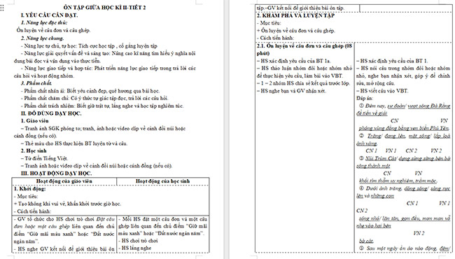 Giáo án Tiếng Việt 5 Ôn tập giữa học kì II (Tiết 2)
