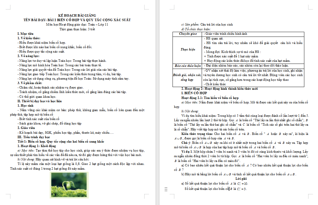 PowerPoint Toán 11 Bài 2: Biến cố hợp và quy tắc cộng xác suất