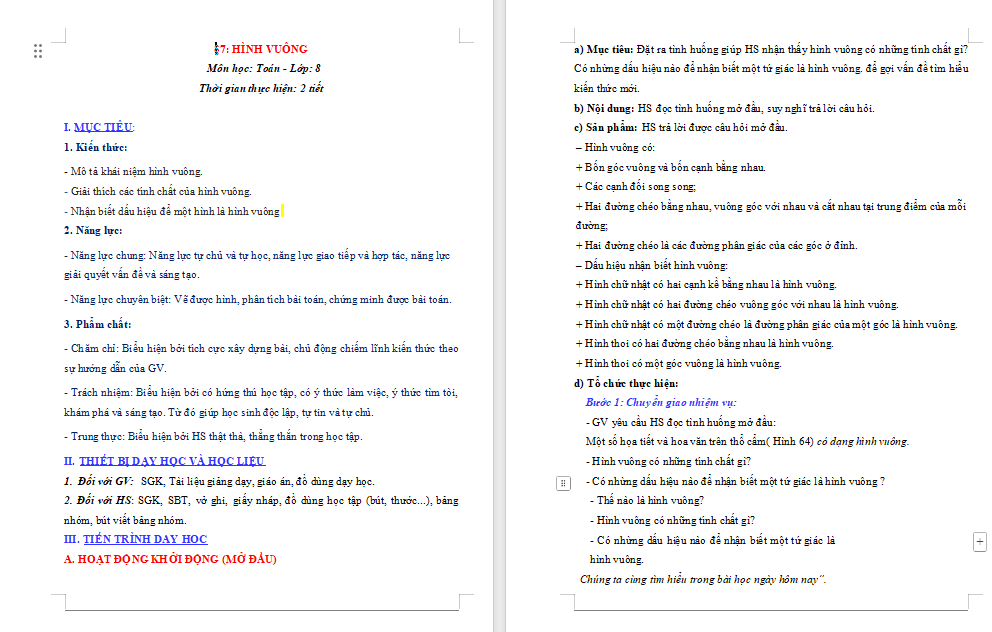 PowerPoint Toán 8 Bài 7 Hình vuông