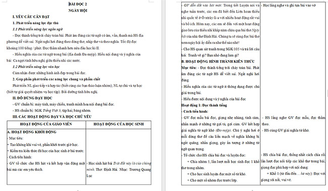 Giáo án Tiếng Việt 5 Ngày hội