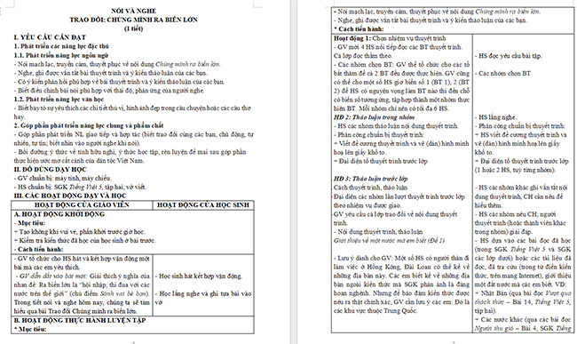 Giáo án Tiếng Việt 5 Trao đổi Chúng mình ra biển lớn