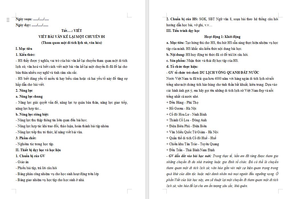 Viết bài văn kể lại một chuyến đi