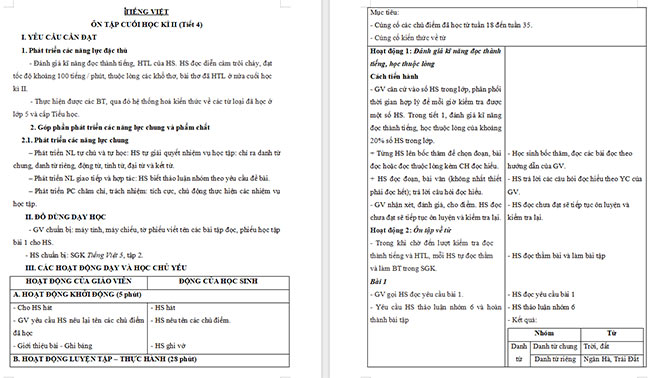 Giáo án Tiếng Việt 5 Ôn tập cuối năm học (Tiết 4)