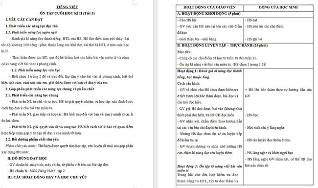Giáo án Tiếng Việt 5 Ôn tập cuối năm học (Tiết 5)