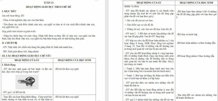 Giáo án Hoạt động trải nghiệm 4 Chân trời sáng tạo Bản 1 Tuần 11