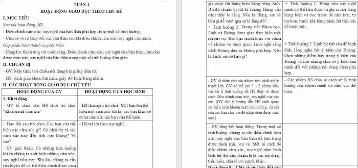 Giáo án Hoạt động trải nghiệm 4 Chân trời sáng tạo Bản 1 Tuần 4