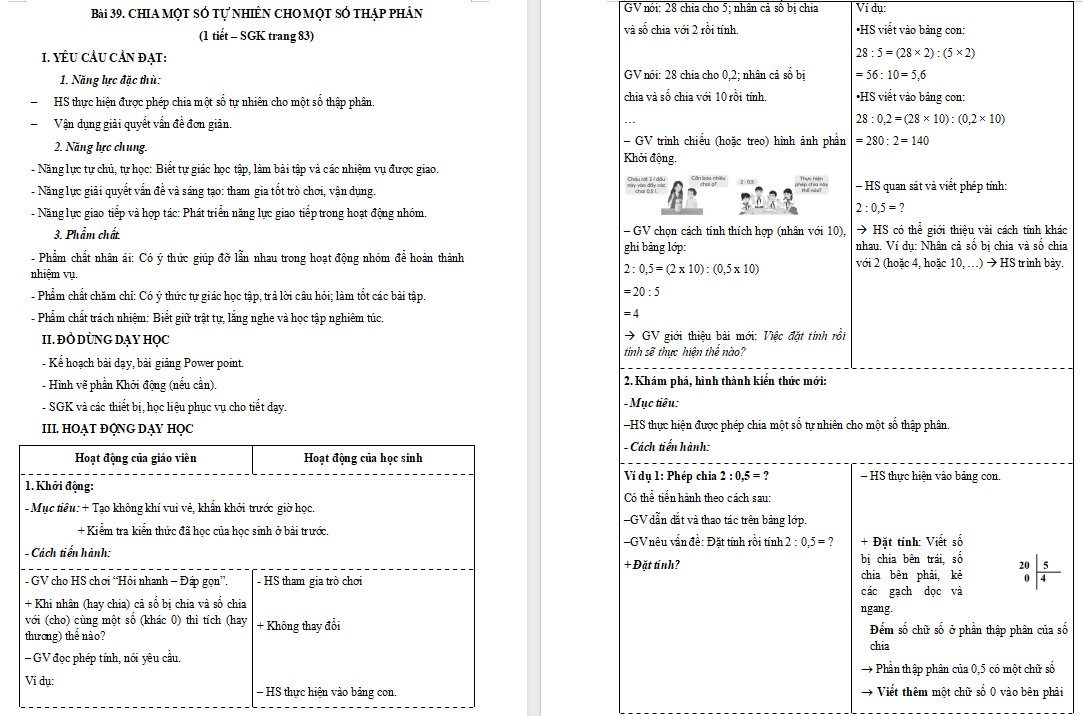 Giáo án Toán 5 Bài 39 file word