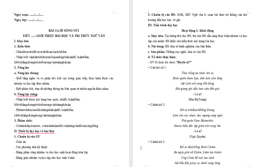 PowerPoint Ngữ văn 8 Bài 3: Tri thức ngữ văn