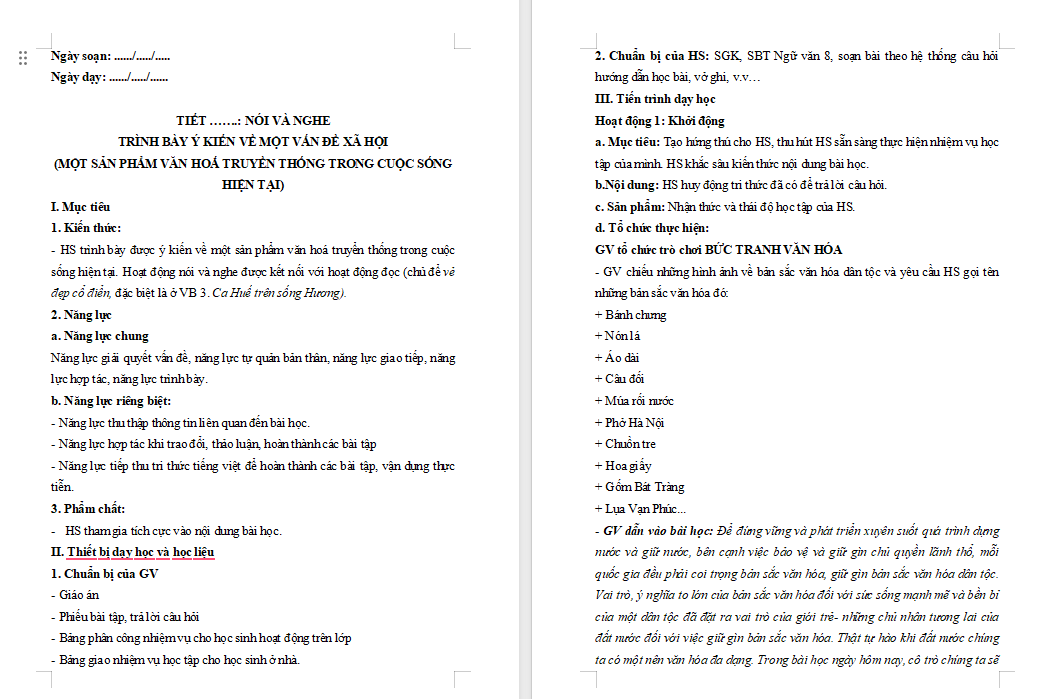 PowerPoint Ngữ văn 8 Bài 2: Nói và nghe