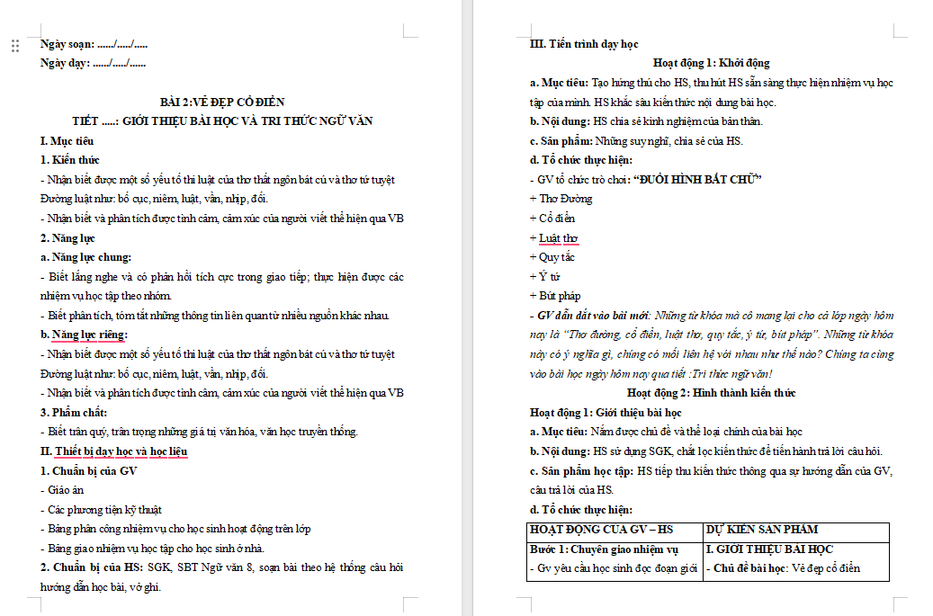 Giáo án PowerPoint Ngữ văn 8 Bài 2: Tri thức ngữ văn