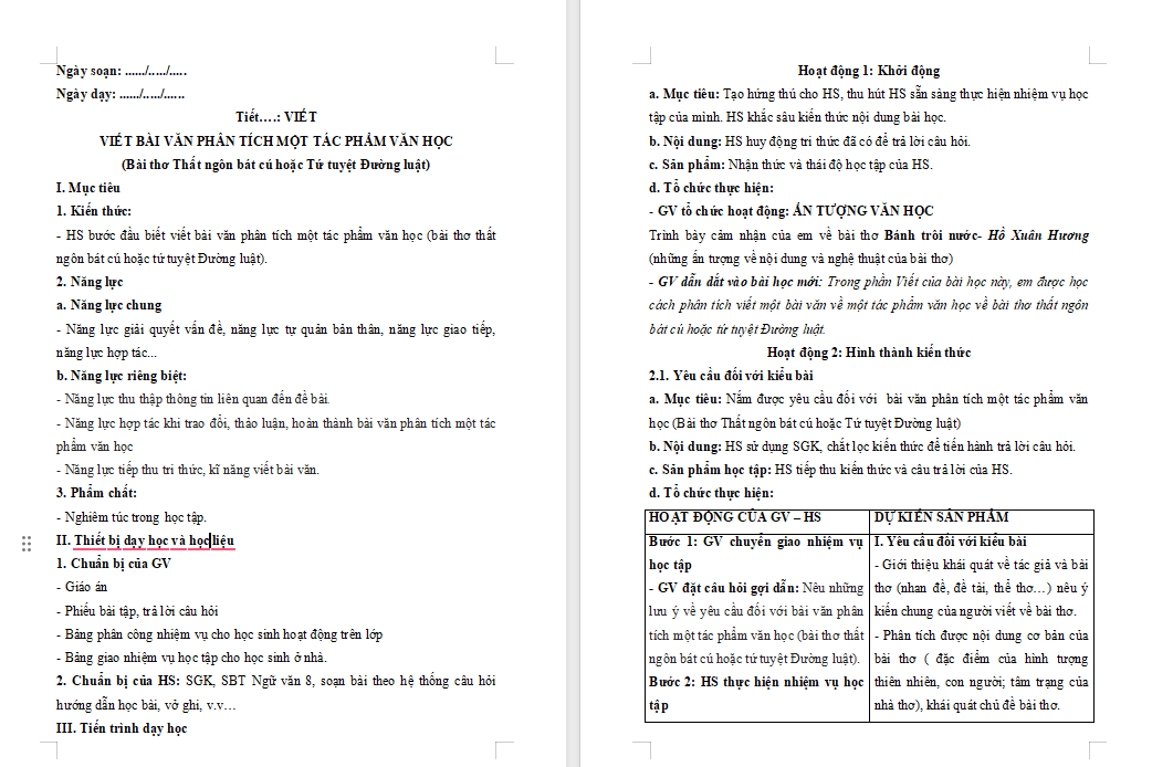 PowerPoint Ngữ văn 8 Bài 2: Viết bài văn phân tích một tác phẩm văn học