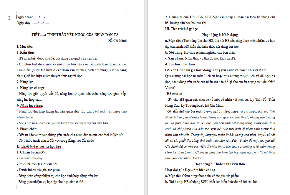 Tinh thần yêu nước của nhân dân ta