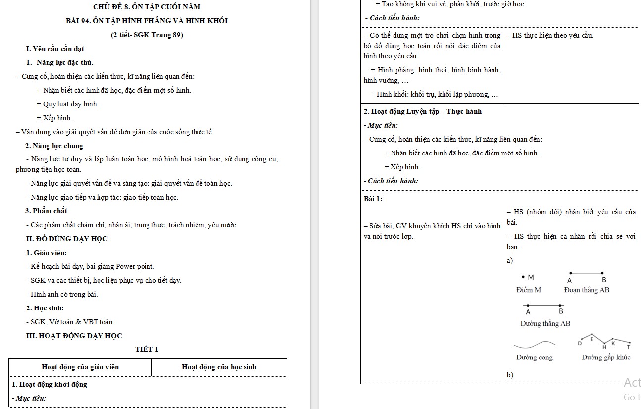 Giáo án Toán 5 Bài 94 file word