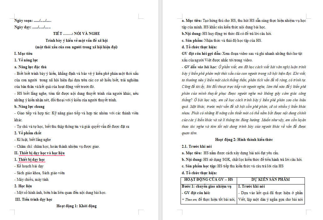 PowerPoint Ngữ văn 8 Bài 5 Nói và nghe