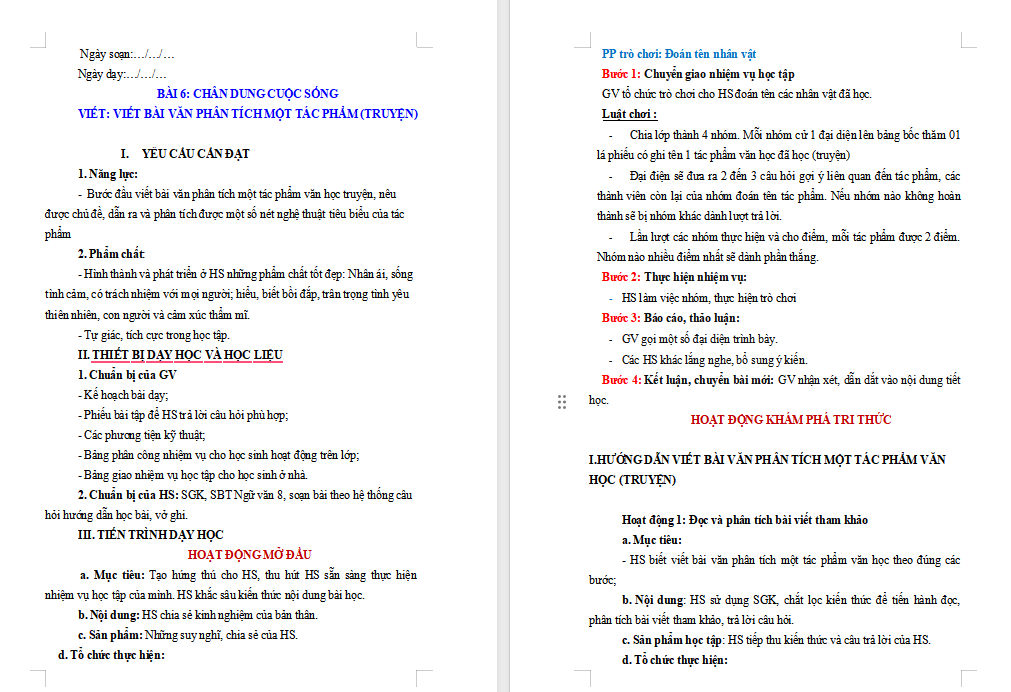 Viết bài văn phân tích một tác phẩm truyện