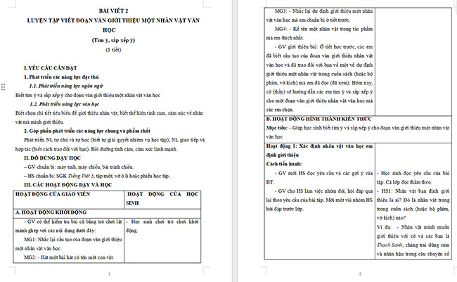 Giáo án Tiếng Việt 5 Viết đoạn văn giới thiệu một nhân vật văn học