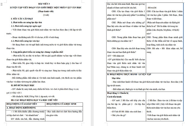 Giáo án Tiếng Việt 5 Luyện tập viết đoạn văn giới thiệu một nhân vật văn học (Thực hành viết)