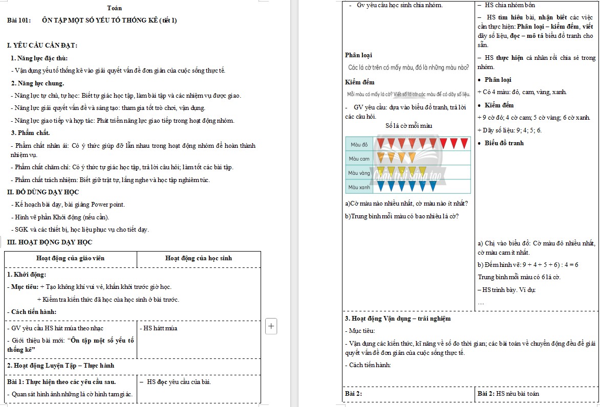 Giáo án Toán 5 Bài 101 file word