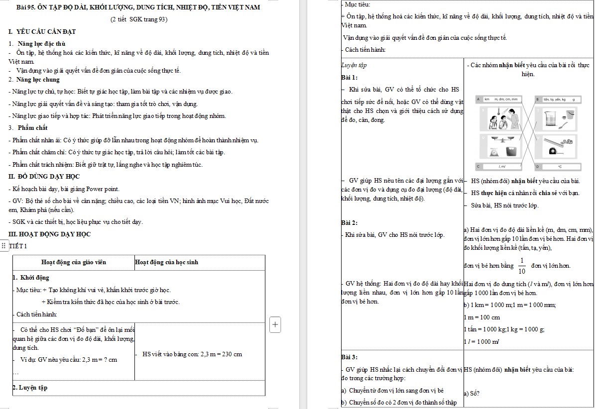 Giáo án Toán 5 Bài 95 file word