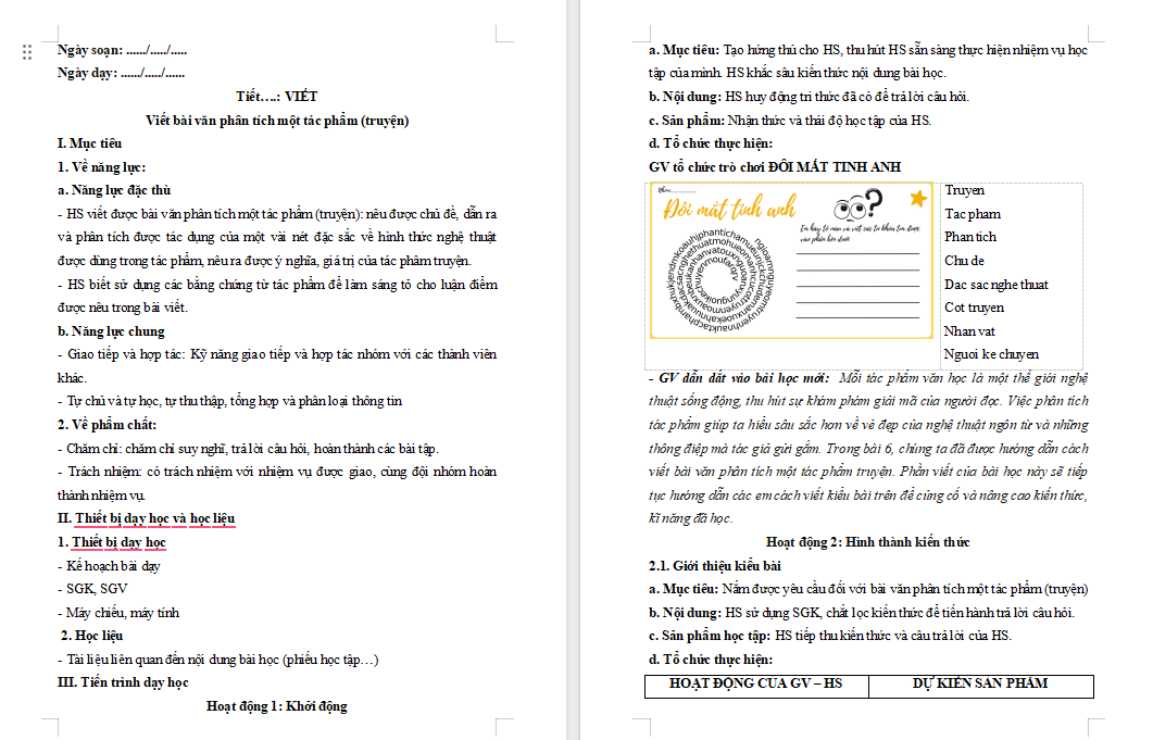 Giáo án PowerPoint Ngữ văn 8 Bài 8: Viết bài văn phân tích một tác phẩm truyện