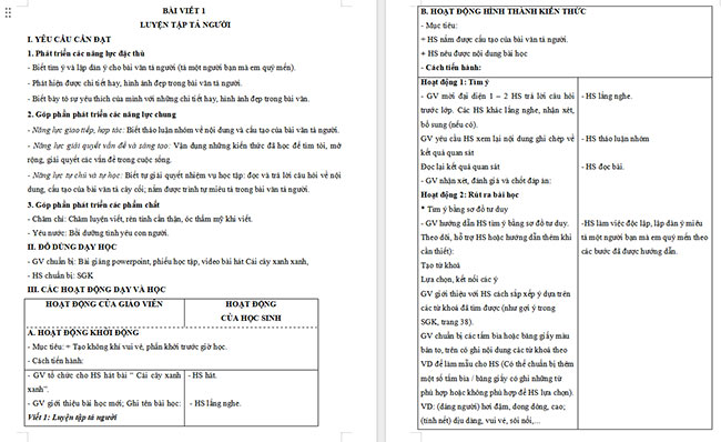 Giáo án Tiếng Việt 5 Luyện tập tả người (Tìm ý, lập dàn ý)