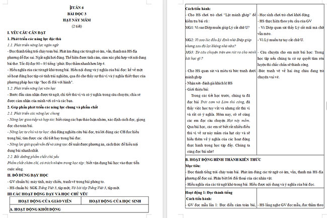 Giáo án Tiếng Việt 5 Làm thủ công