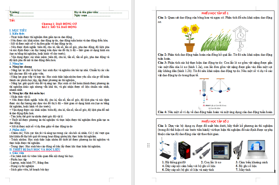 PowerPoint Vật lí 11 Bài 1: Mô tả dao động