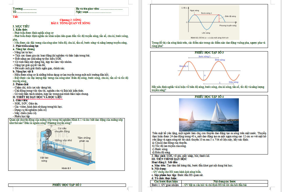 Giáo án PowerPoint Vật lí 11 Bài 5: Sóng và sự truyền sóng