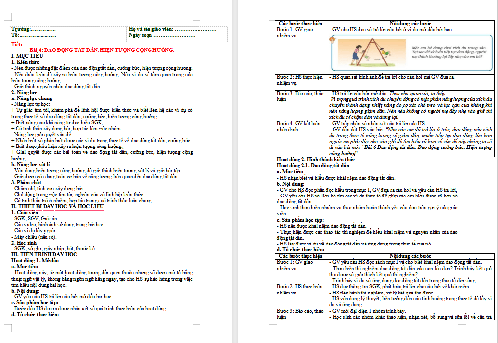  Dao động tắt dần và hiện tượng cộng hưởng