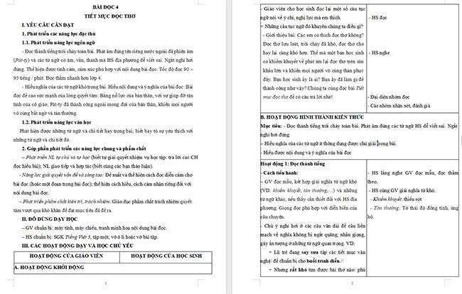 Giáo án Tiếng Việt 5 Tiết mục đọc thơ