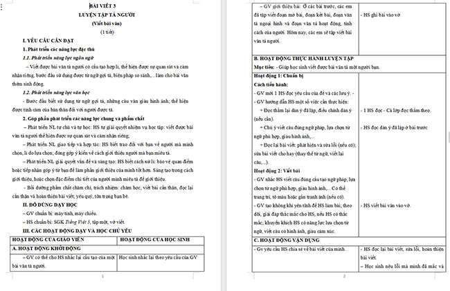 Giáo án Tiếng Việt 5 Luyện tập tả người (Viết bài văn)
