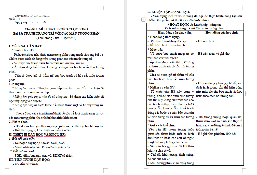 Tranh trang trí với màu tương phản