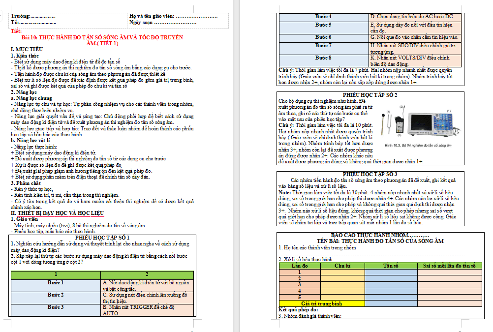 Thực hành đo tần số của sóng âm và tốc độ truyền âm