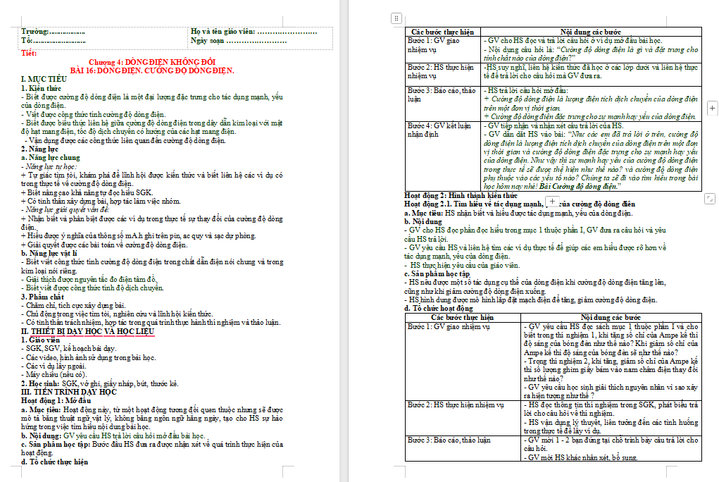 Dòng điện Cường độ dòng điện