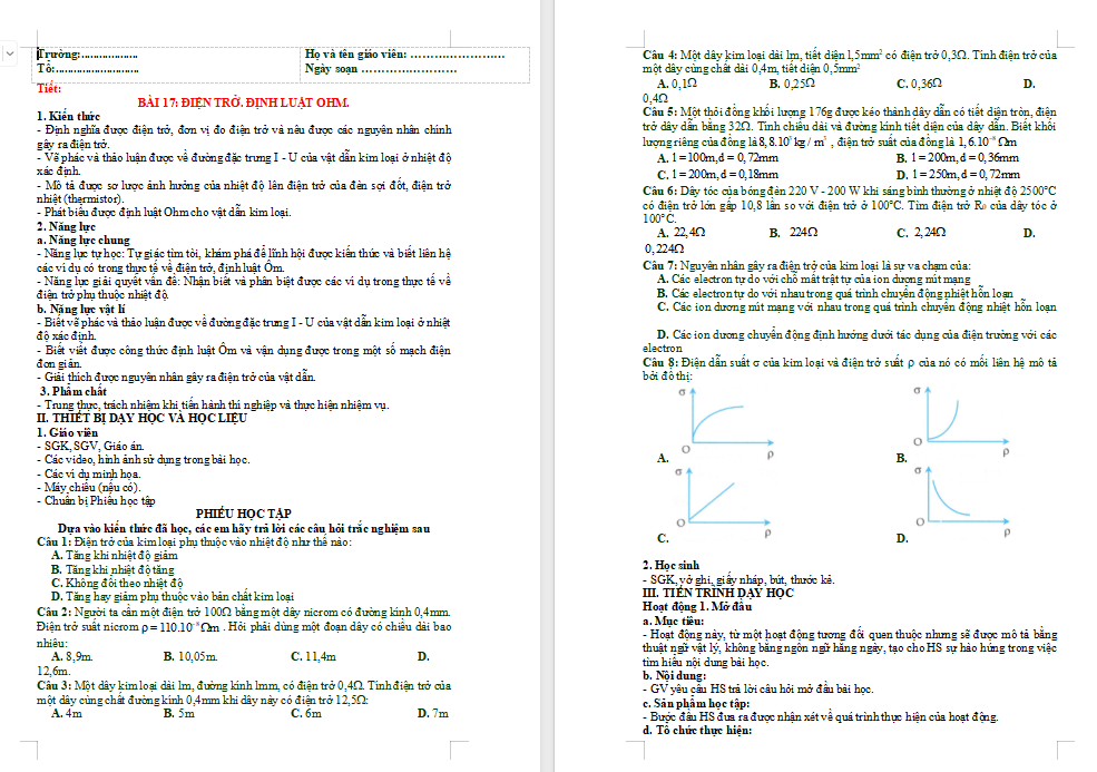Điện trở Định luật Ohm
