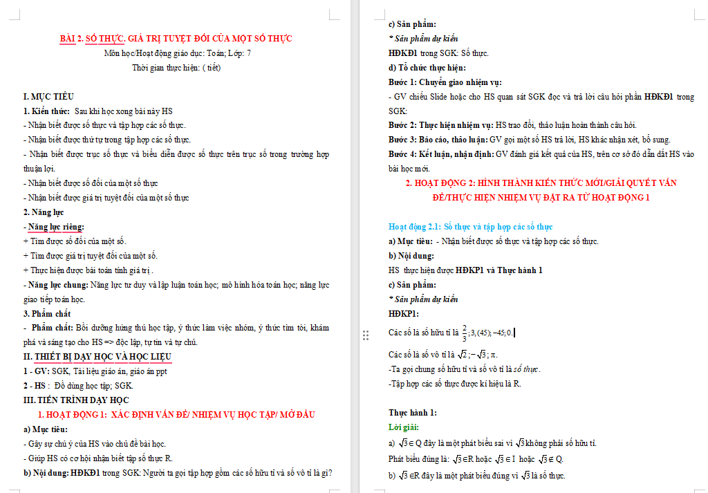 PowerPoint Toán 7 Bài 2: Số thực Giá trị tuyệt đối của một số thực