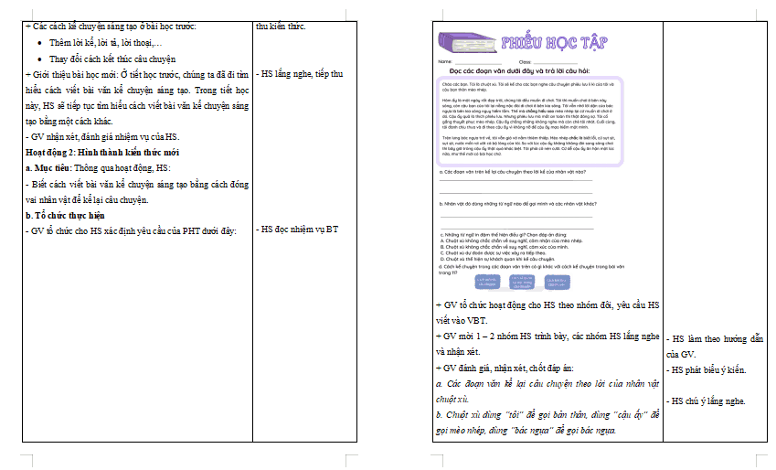 Bài 2: Tìm hiểu cách viết bài văn kể chuyện sáng tạo (tiếp theo)