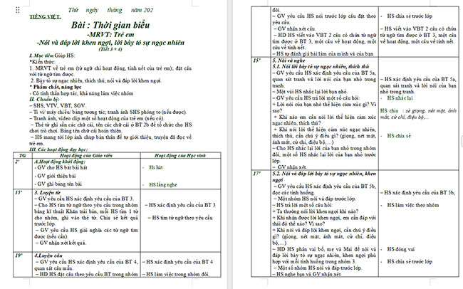 Giáo án Tiếng Việt 2 Mở rộng vốn từ Trẻ em