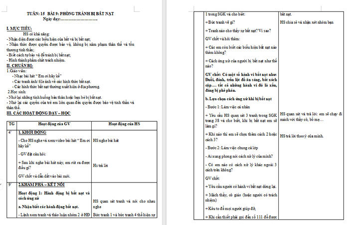 Hoạt động trải nghiệm 1 bài 9: Phòng tránh bị bắt nạt