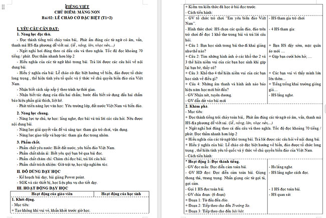 Giáo án Tiếng Việt 3 Lễ chào cờ đặc biệt