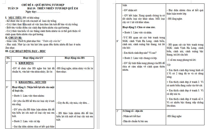 Hoạt động trải nghiệm lớp 1: Thiên nhiên tươi đẹp quê em