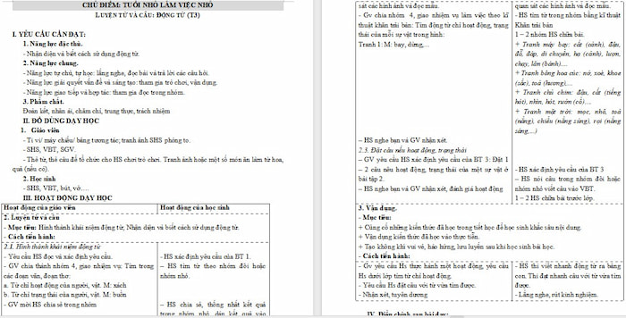 Giáo án Tiếng Việt 4: Động từ