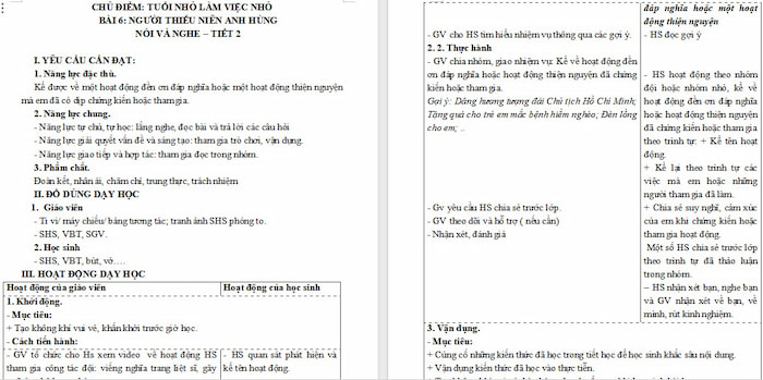Giáo án Tiếng Việt 4: Kể về một hoạt động đền ơn đáp nghĩa hoặc một hoạt động thiện nguyện