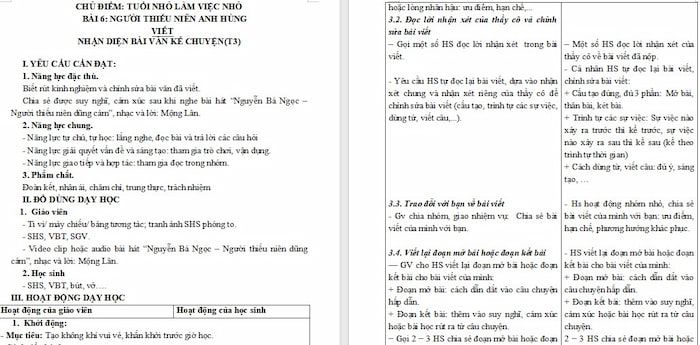 Giáo án Tiếng Việt 4: Trả bài văn kể chuyện